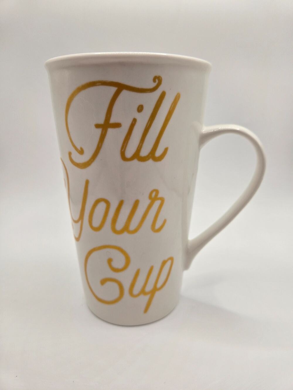 Starbucks Fill Your Cup White and Gold 16 Ounce Coffee Tea Mug Starbucks Mug